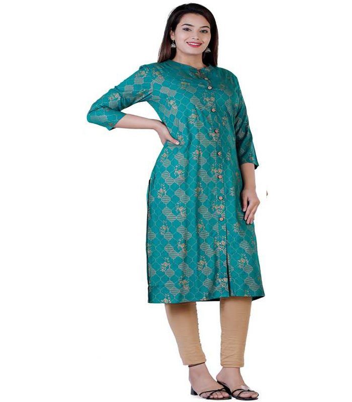 Lifestyle Women Printed Rayon Straight Kurta - Image 2