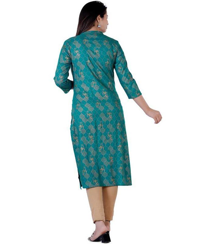 Lifestyle Women Printed Rayon Straight Kurta - Image 4