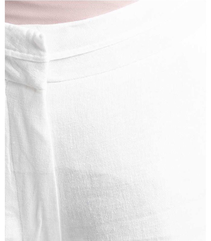 Relaxed Women White Cotton Linen Blend Trousers - Image 5