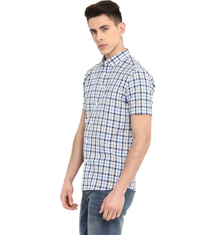 Men Regular Fit Checkered Button Down Collar Casual Shirt - Image 3