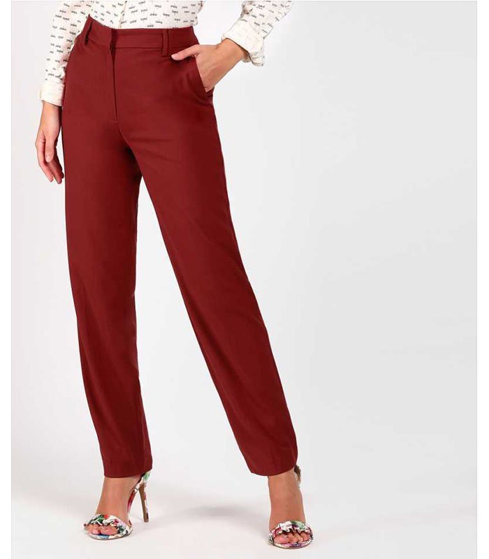 Regular Fit Women Maroon Polyester Blend Trousers M