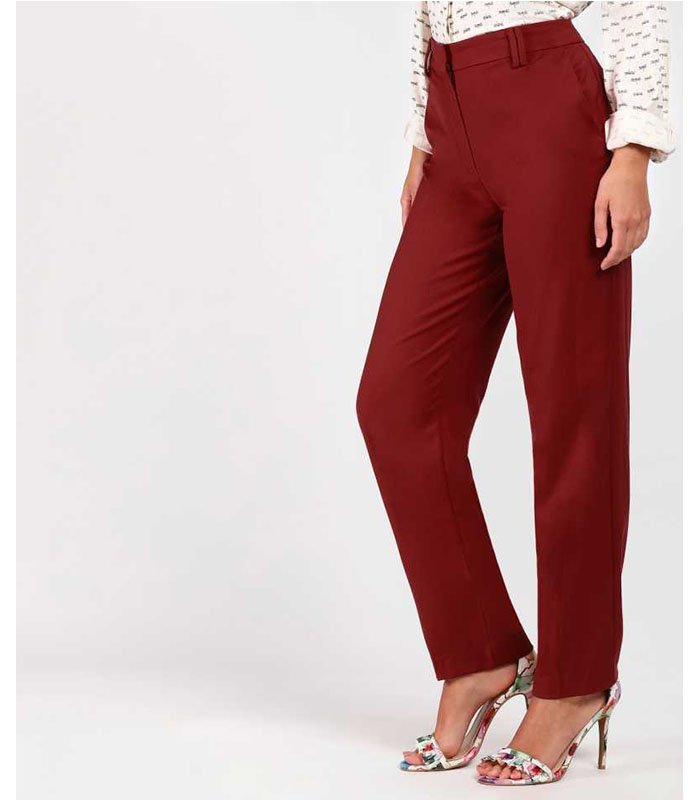 Regular Fit Women Maroon Polyester Blend Trousers M - Image 3