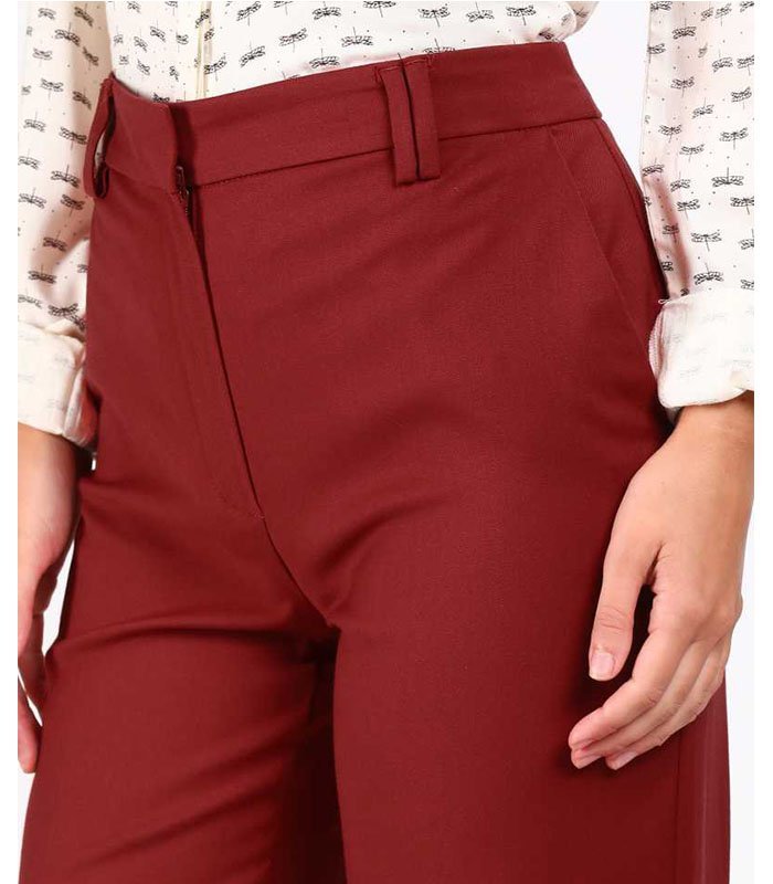 Regular Fit Women Maroon Polyester Blend Trousers M - Image 5