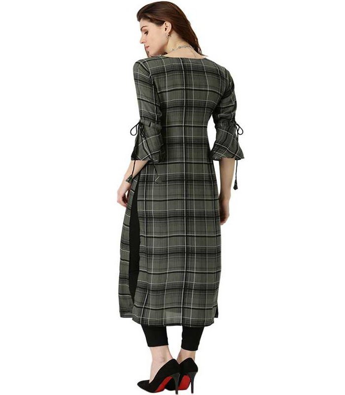 Libas Women Checkered Cotton Rayon Blend Straight Kurta - Image 5