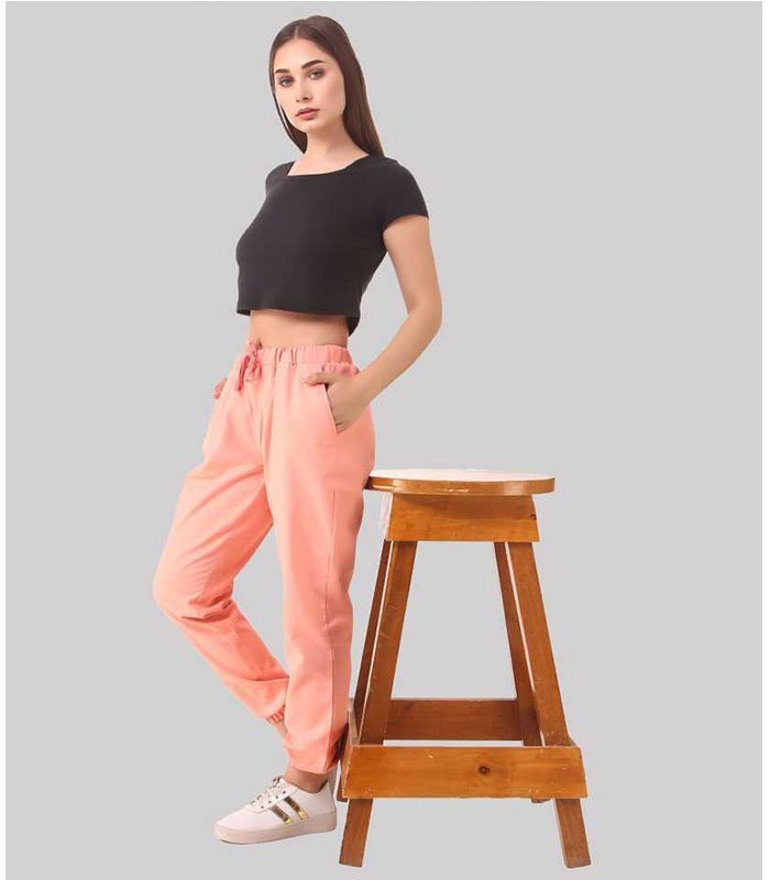 Regular Fit Women Pink Cotton Blend Trousers - Image 2