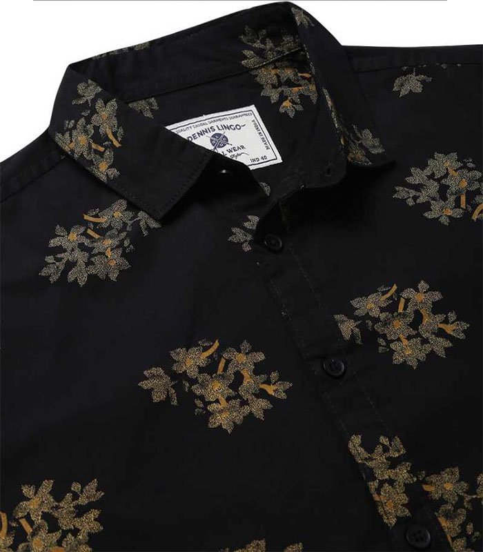 DL Men Slim Fit Floral Print Spread Collar Casual Shirt - Image 5
