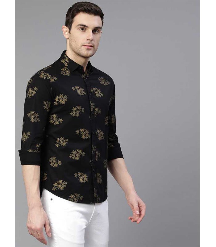 DL Men Slim Fit Floral Print Spread Collar Casual Shirt - Image 2