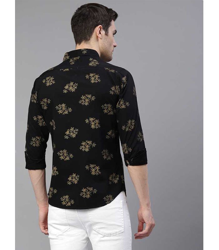 DL Men Slim Fit Floral Print Spread Collar Casual Shirt - Image 6