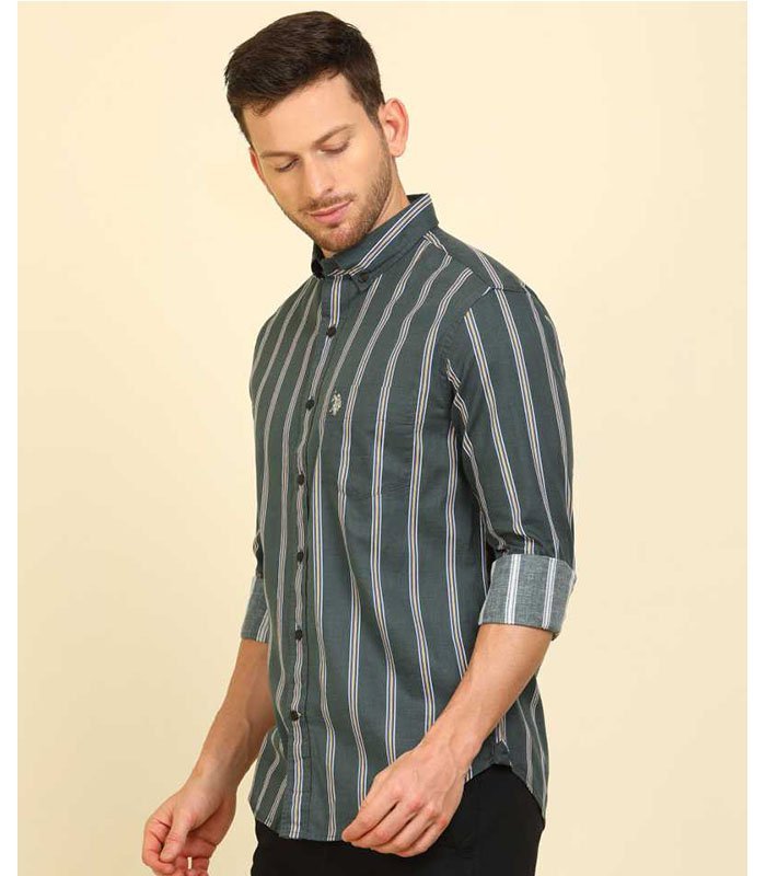 Men Regular Fit Striped Slim Collar Casual Shirt - Image 2