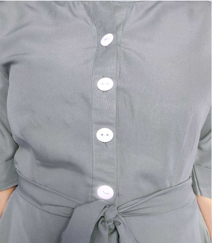 Gliter Fashion Women Solid Crepe Frontslit Kurta (Grey) - Image 4