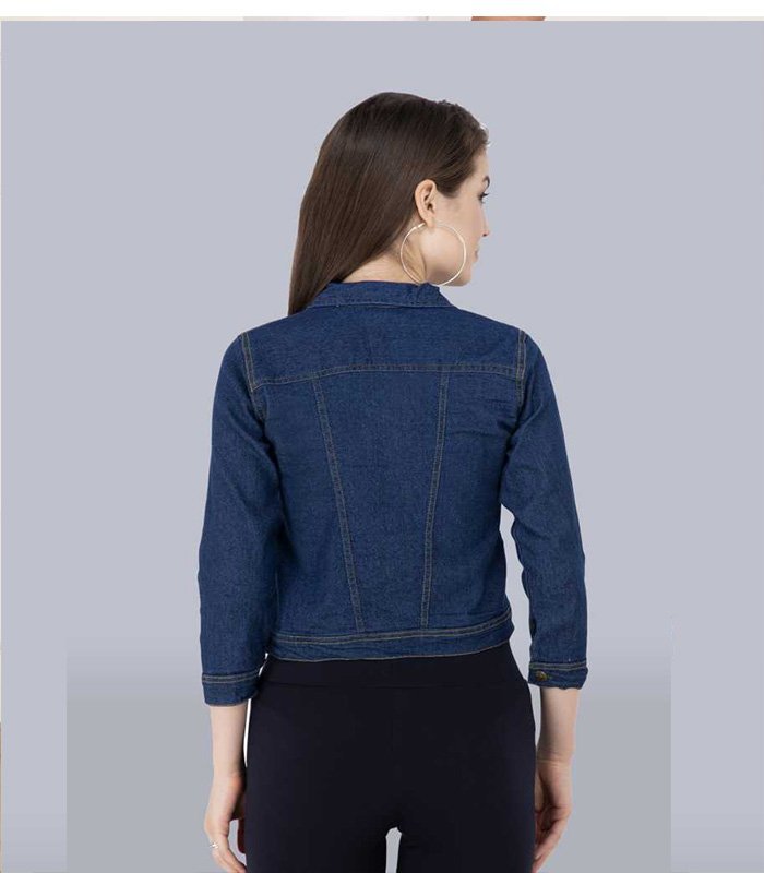 Full Sleeve Solid Women Denim Jacket - Image 2