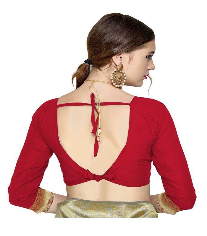 Woven Banarasi Silk Blend, Jacquard Saree (Red) - Image 6